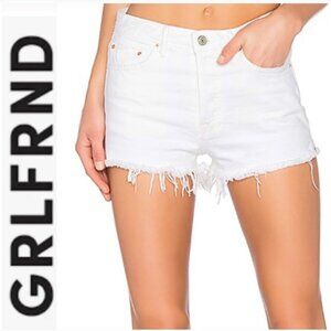 SEND OFFERS GRLFRND Cindy High Rise Cut Off white shorts